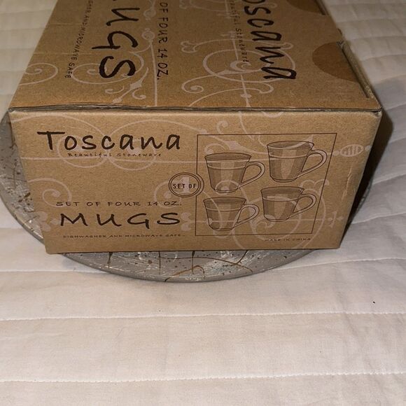 CI Beautiful Stoneware set of 4 Red Toscana 14 oz Mugs NIP - Picture 7 of 9